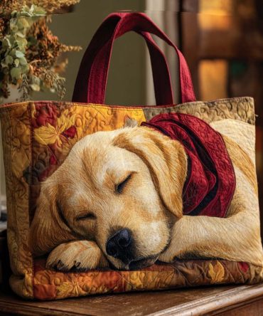 Sleepy Lab Charm Quilted Tote Bag