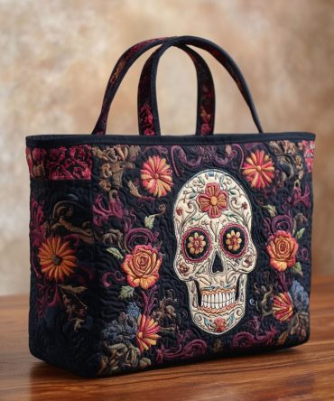 Smiling Bones Quilted Tote Bag