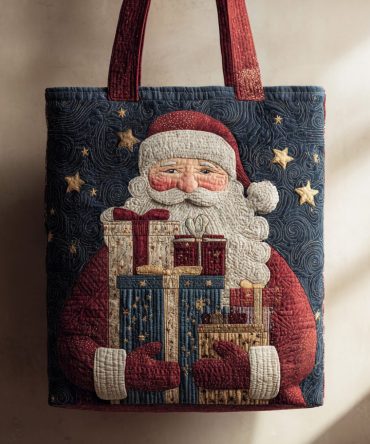 Smiling Santa Claus Quilted Tote Bag