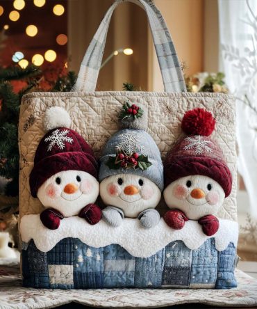 Snow Delight Quilted Tote Bag