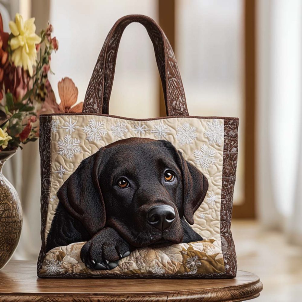 Snowy Eyes Quilted Tote Bag