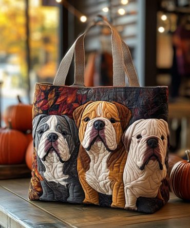 Snuggle Pup Fall Quilted Tote Bag