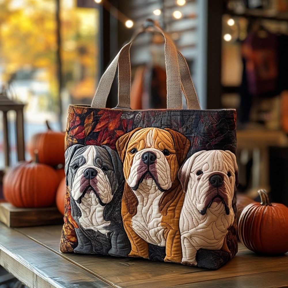 Snuggle Pup Fall Quilted Tote Bag