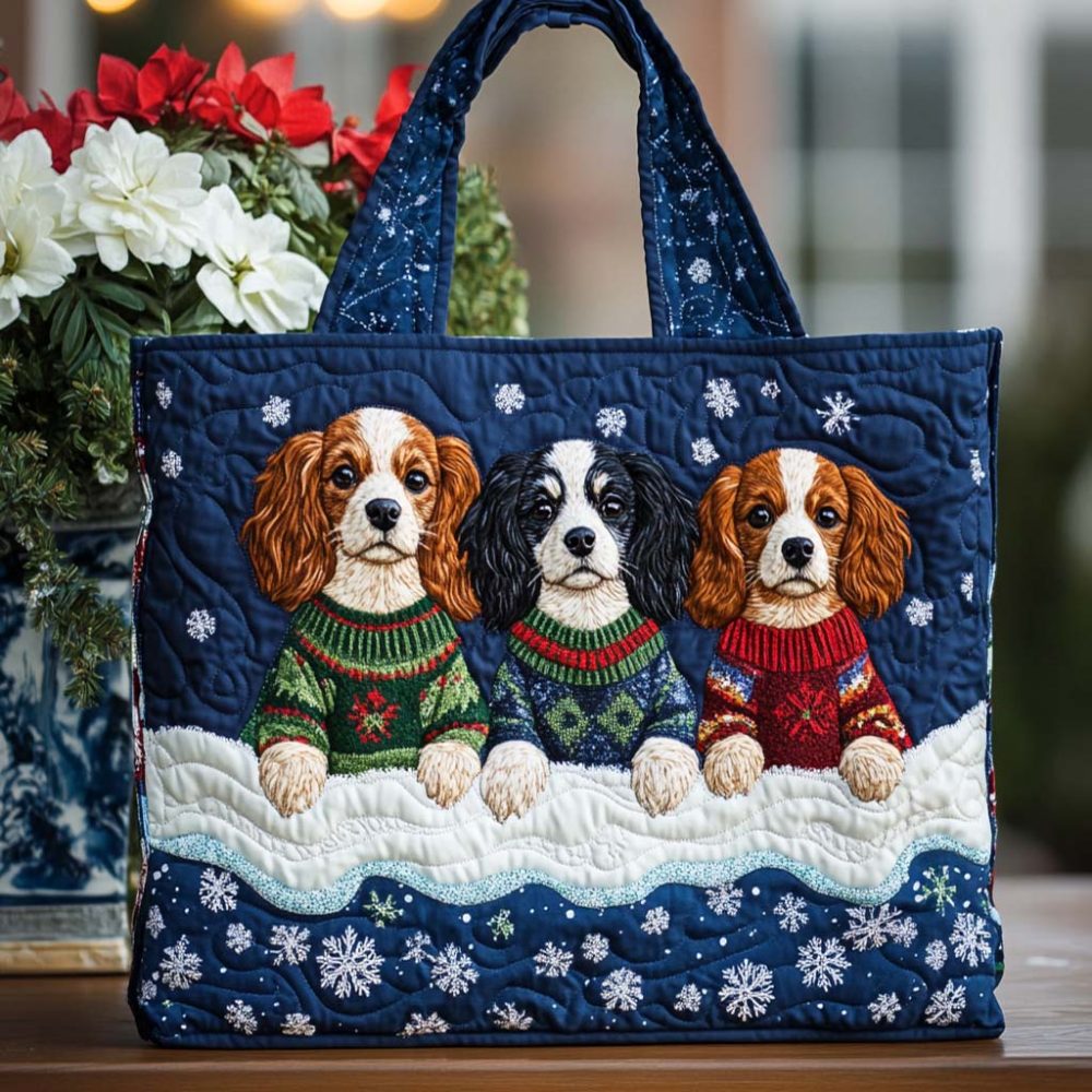 Spaniel Sweaters Quilted Tote Bag