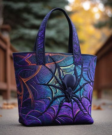 Spider Night Quilted Tote Bag