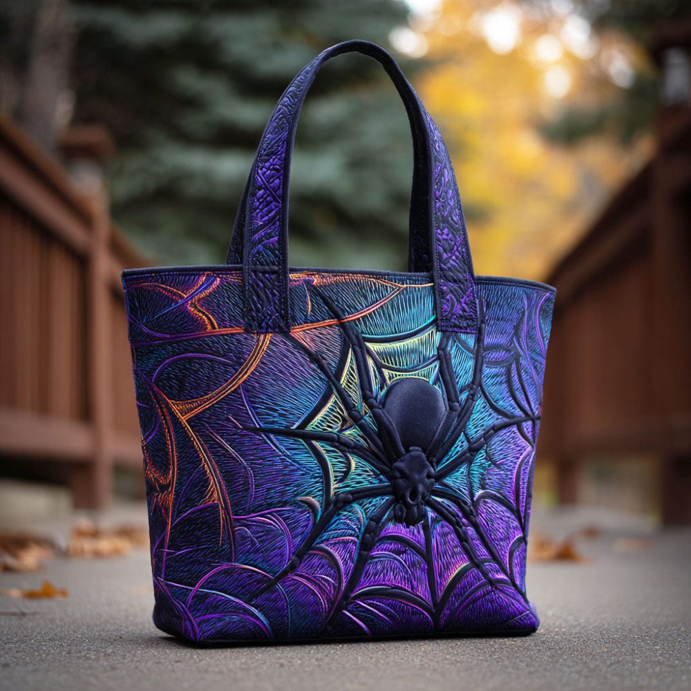 Spider Night Quilted Tote Bag