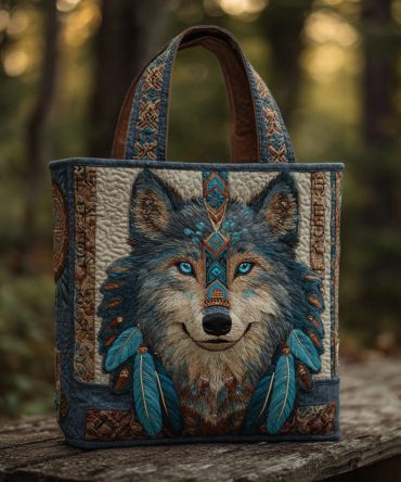Spirit Wolf Quilted Tote Bag
