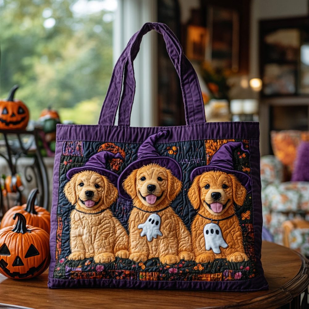 Spooky Pups Quilted Tote Bag