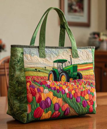 Springtime Tulip Joy Quilted Tote Bag