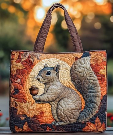 Squirrel Meadow Quilted Tote Bag