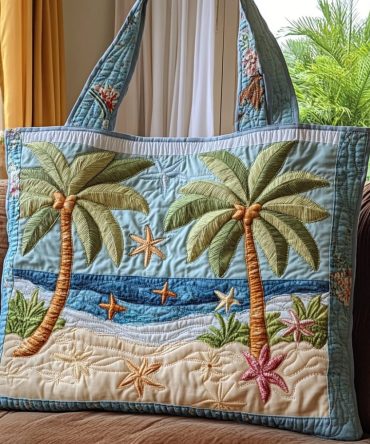 Starfish Shore Quilted Tote Bag
