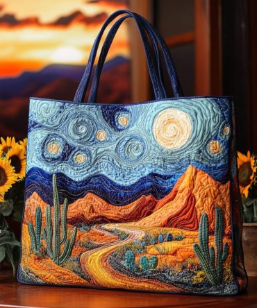 Starry Desert Quilted Tote Bag