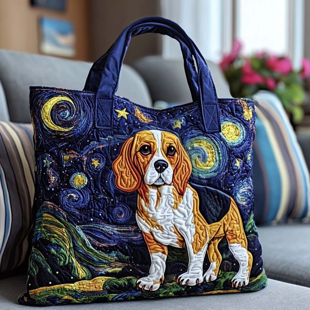 Starry Night Dog Quilted Tote Bag - Image 10
