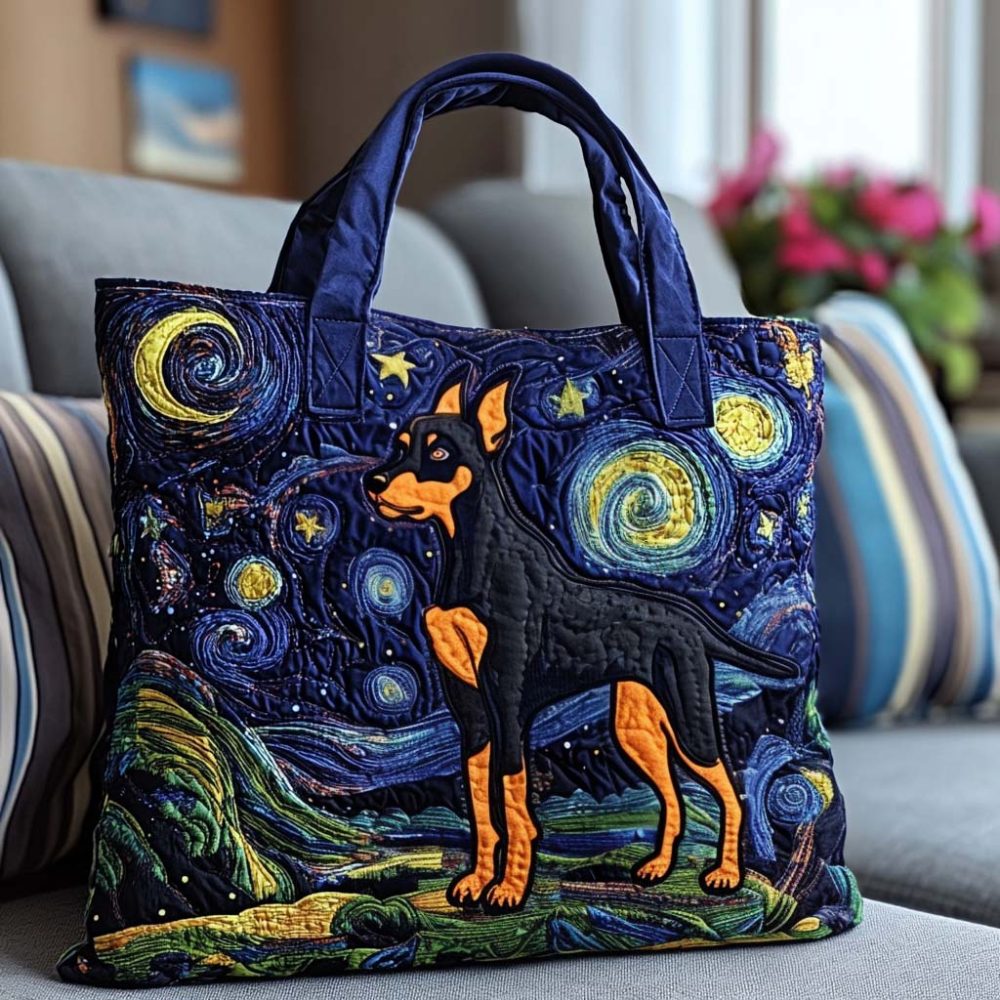 Starry Night Dog Quilted Tote Bag - Image 14