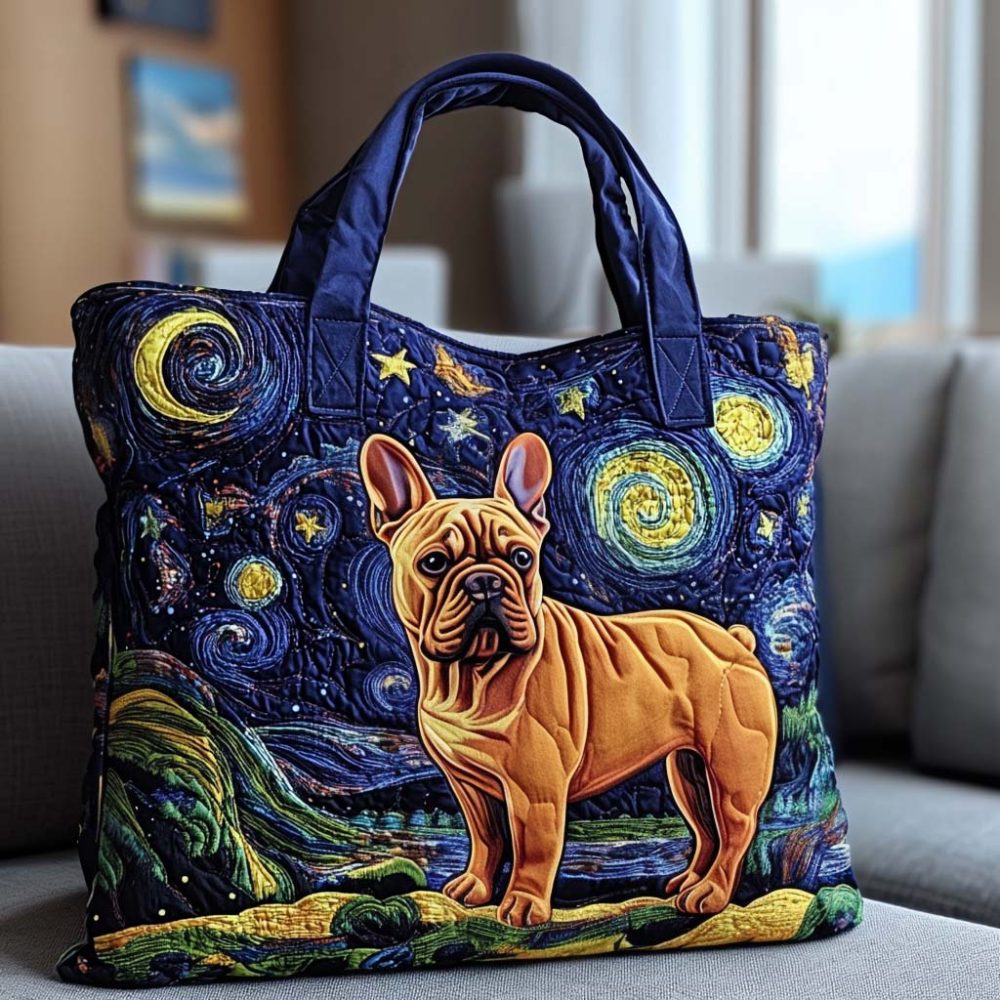 Starry Night Dog Quilted Tote Bag - Image 7