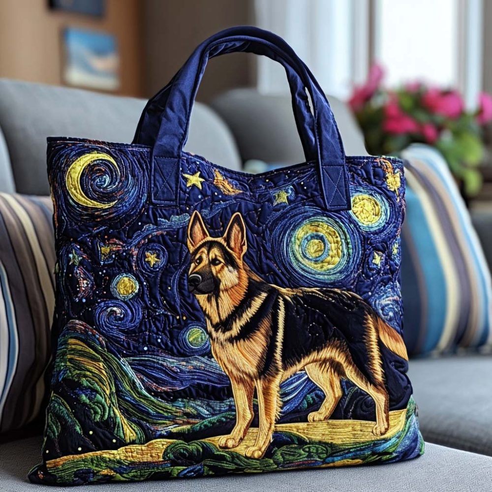 Starry Night Dog Quilted Tote Bag - Image 11
