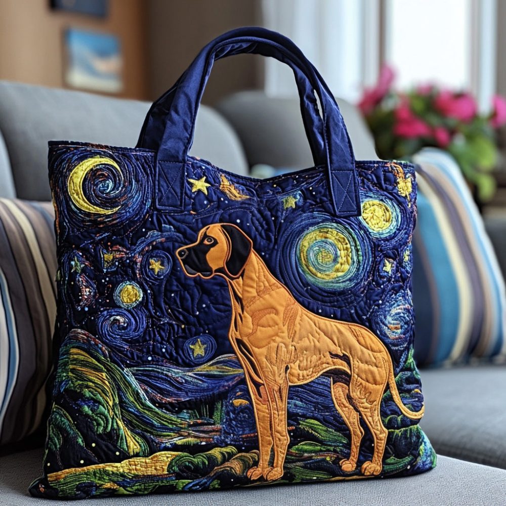 Starry Night Dog Quilted Tote Bag - Image 20