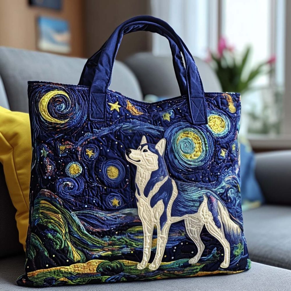 Starry Night Dog Quilted Tote Bag - Image 16