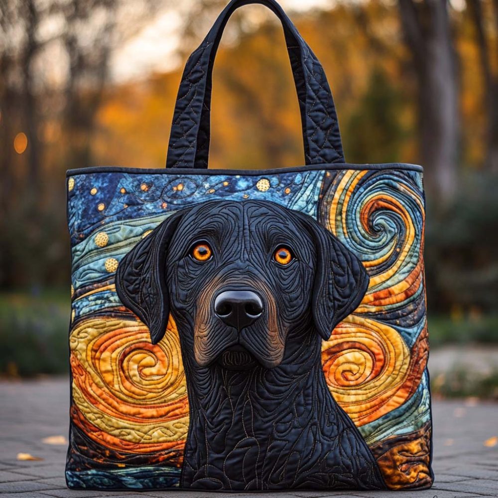Starry Night Lab Quilted Tote Bag