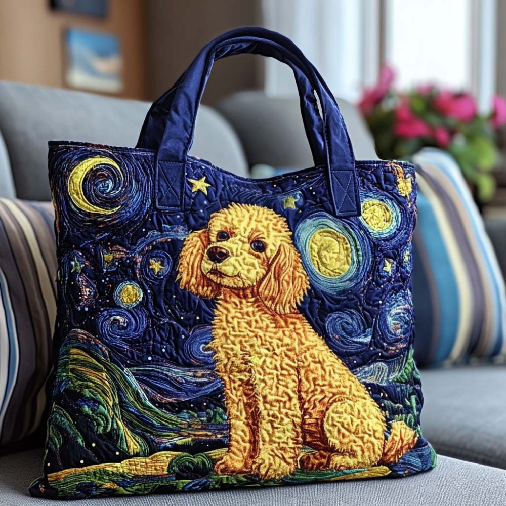 Starry Night Dog Quilted Tote Bag - Image 9