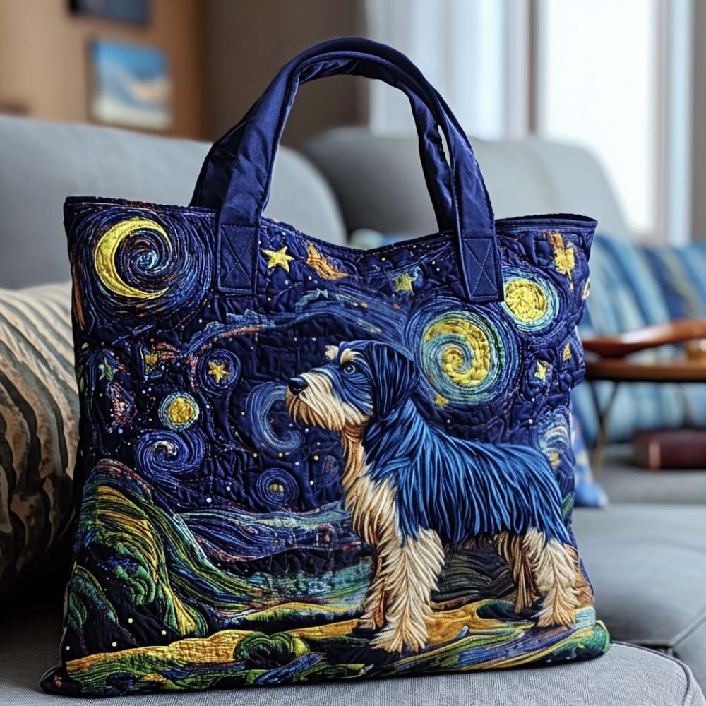 Starry Night Dog Quilted Tote Bag - Image 17