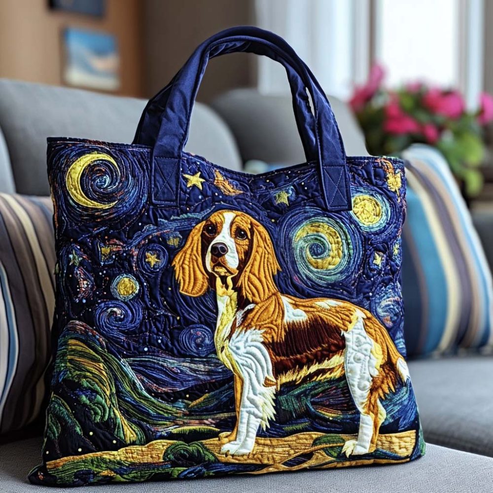 Starry Night Dog Quilted Tote Bag - Image 18