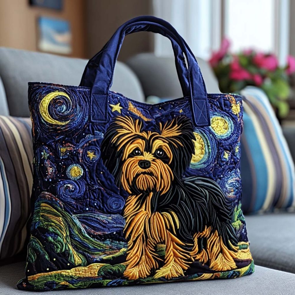 Starry Night Dog Quilted Tote Bag - Image 19