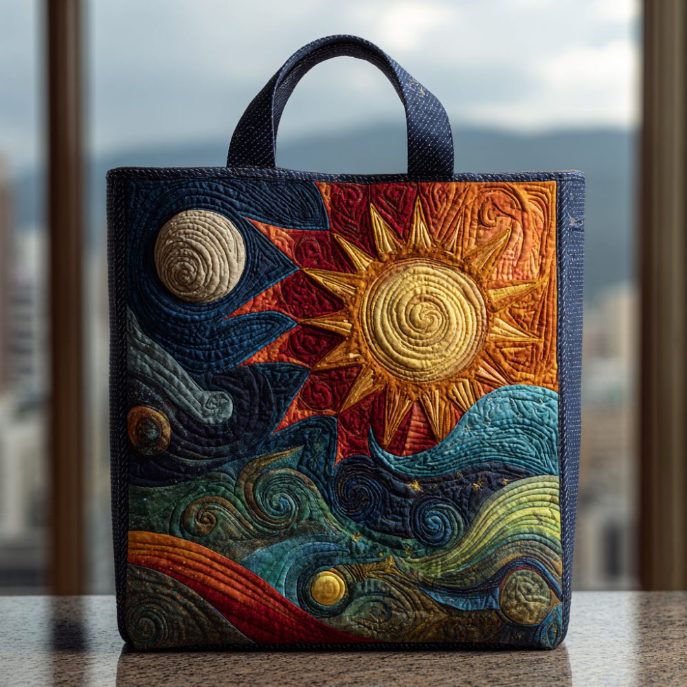 Starry Sun Quilted Tote Bag