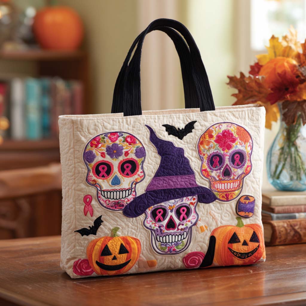 Sugar Skull Magic Quilted Tote Bag