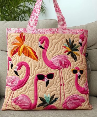 Summer Vibes Flamingo Quilted Tote Bag