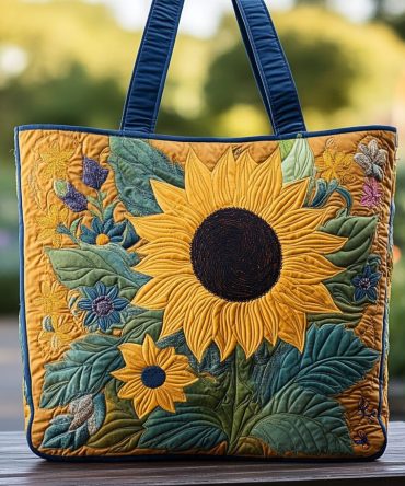 Sunflower Bloom Quilted Tote Bag