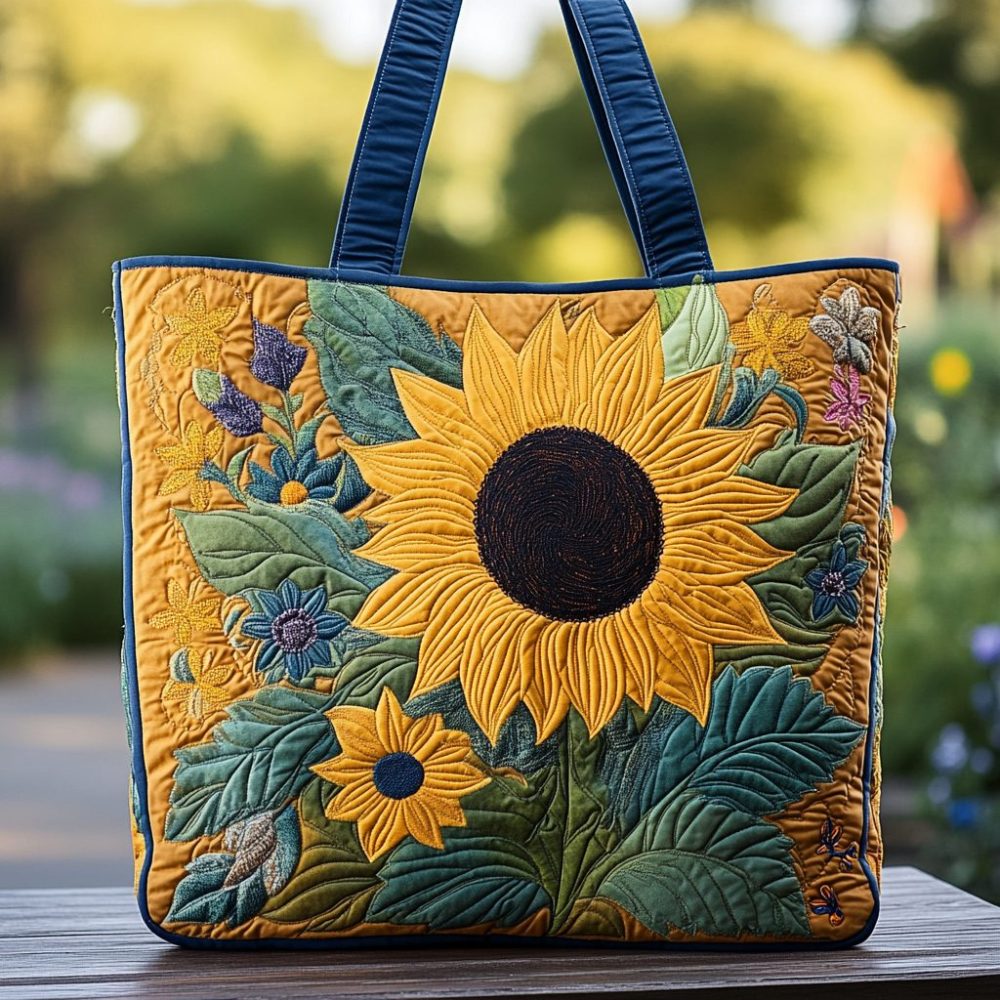 Sunflower Bloom Quilted Tote Bag