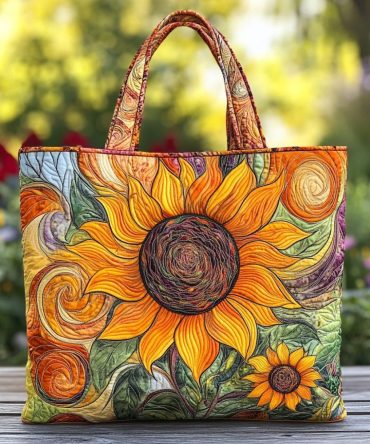 Sunflower Charm Quilted Tote Bag