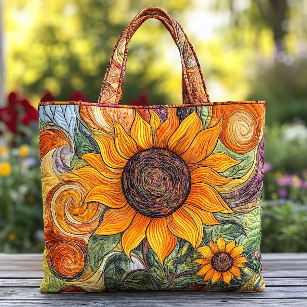 Sunflower Charm Quilted Tote Bag