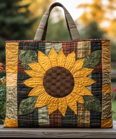 Sunflower Charm Quilted Tote Bag