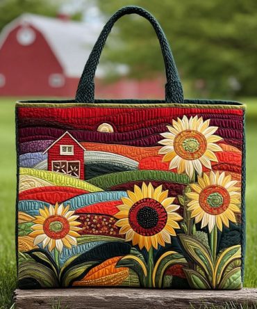Sunflower Grove Quilted Tote Bag