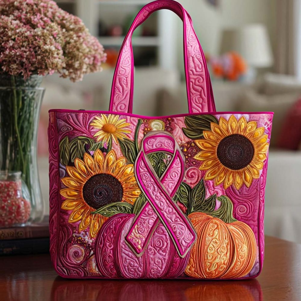 Pink Ribbon Quilted Tote Bag - Image 9