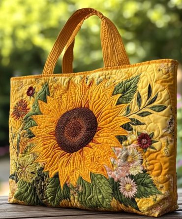 Sunflower Shine Quilted Tote Bag