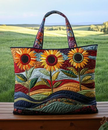 Sunlit Horizon Quilted Tote Bag
