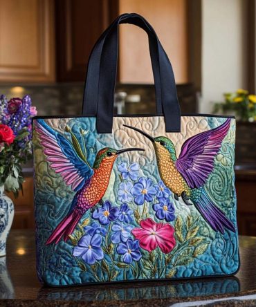 Sunlit Hummer Path Quilted Tote Bag