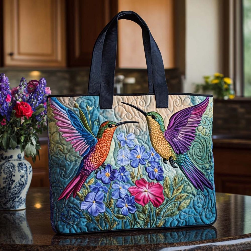 Sunlit Hummer Path Quilted Tote Bag