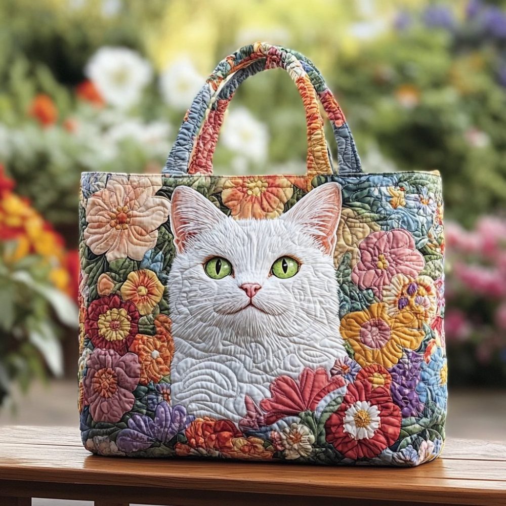 Sunny Cat Quilted Tote Bag