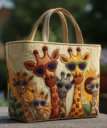 Sunny Giraffe Vibes Quilted Tote Bag