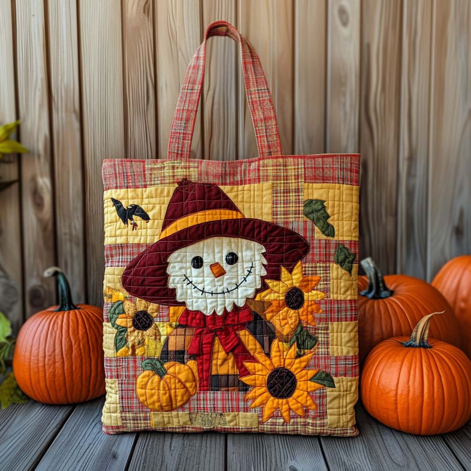 Sunny Scarecrow Quilted Tote Bag