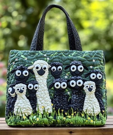 Sunny Sheep Quilted Tote Bag