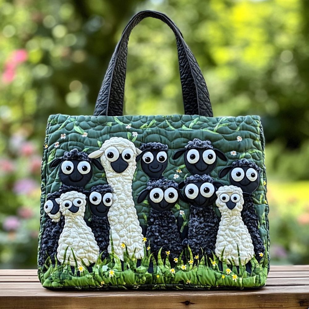 Sunny Sheep Quilted Tote Bag