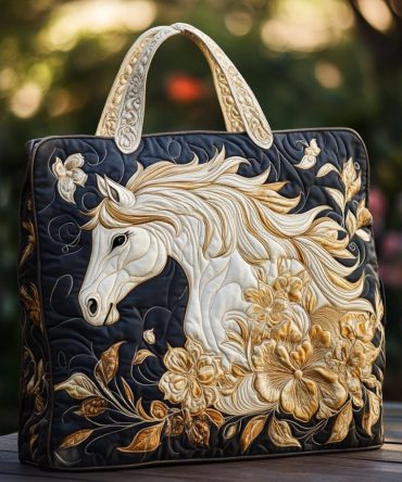 Sunrise Horse Quilted Tote Bag