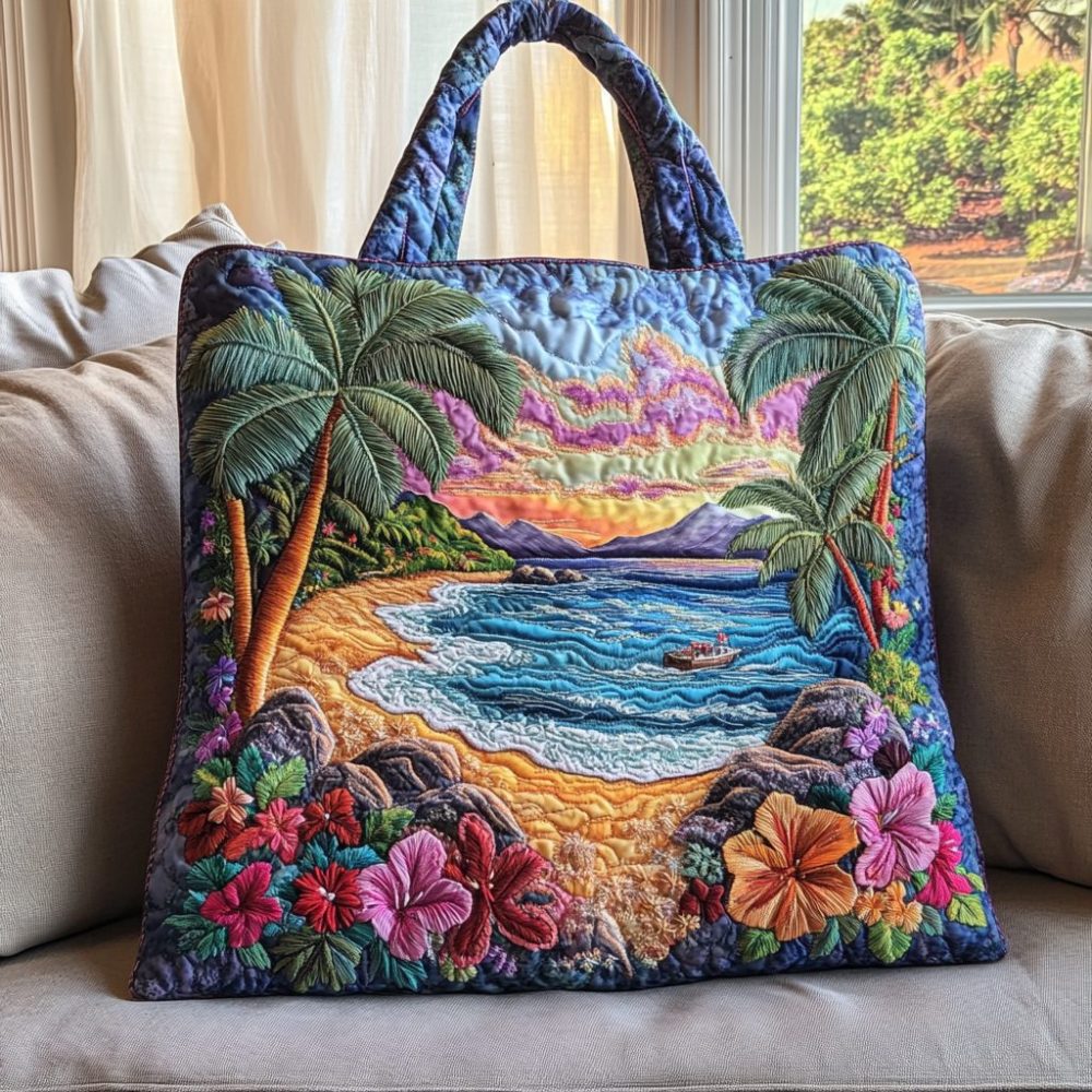 Sunset Cove Quilted Tote Bag