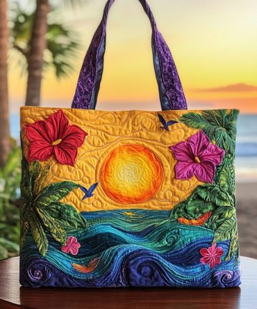Sunset Cruise Quilted Tote Bag