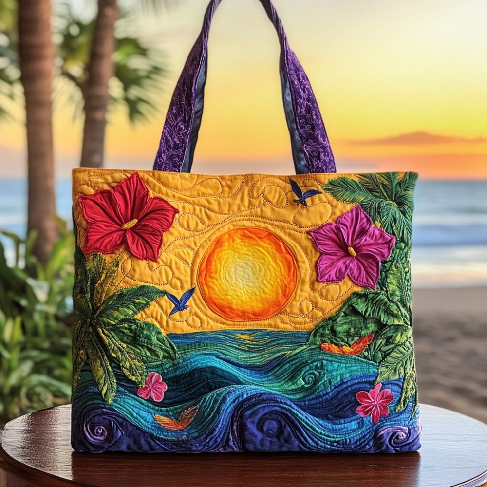 Sunset Cruise Quilted Tote Bag